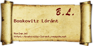 Boskovitz Lóránt névjegykártya